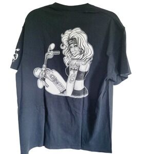 Suna Men's T-Shirt XL Short Sleeve Black Graphic Back Biker Motorcycle Bika Swag